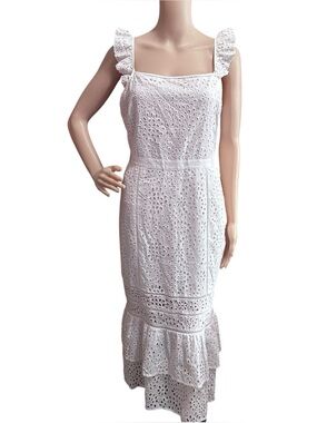 NWT Banana Republic Eyelet Pinafore Dress, White SIZE 6 #426755 N0913